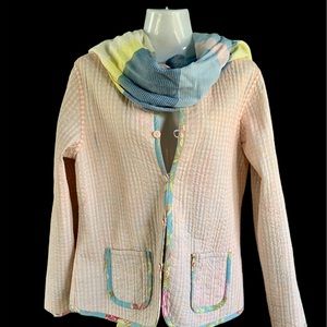 Provence d’ Amour REVERSIBLE Quilted Button Down Lightweight Jacket, Size Large.